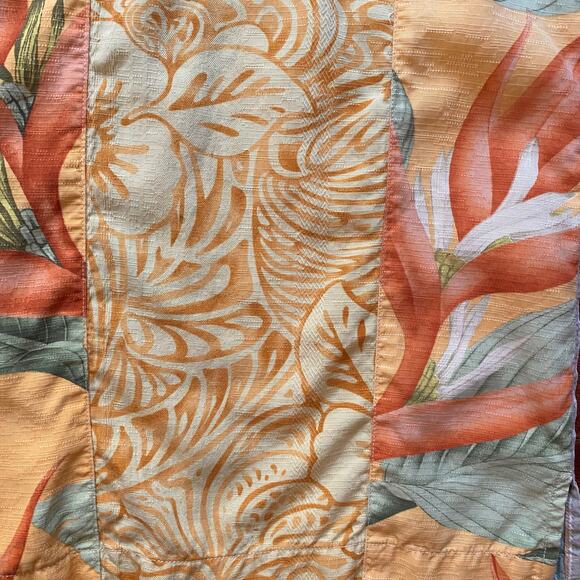 Tommy Bahama Hawaiian Shirt Silk Linen Men's Large Mixed Print Floral Hula Girls - Picture 6 of 8